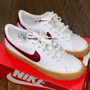 Nike White and Maroon Sneakers